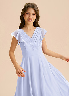Azazie Anysa Junior Lavender A-Line Ruched Chiffon Dress image7