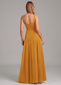 Azazie Shaude Bridesmaid Dresses Butterscotch A-Line Pleated Chiffon Dress image2