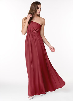 Azazie Hoya Final Sale Flowy One Shoulder Chiffon Bridesmaids Dress image3