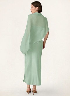 front Azazie Matching Color Chiffon Bias Cut Cape