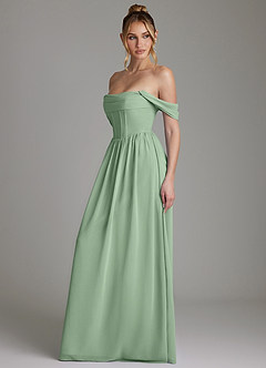 Azazie Caterina Bridesmaid Dresses Matcha A-Line Corset Chiffon Dress image9