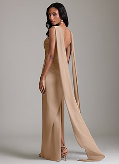 Azazie Sonora Vestidos de damas de honor Vestido de Gris Pardo de Satén Elástico de Corte Recto con Sin tirantes image2