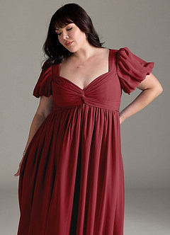 Azazie Madisynn Maternity Bridesmaid Dresses Bow Chiffon Floor-Length Dress image9
