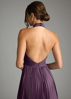 Azazie Zienna 신부 들러리 드레스 A라인 주름진 스트레치 새틴 바닥 길이 드레스 image7