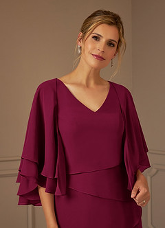 Azazie OHara Mère de la mariée Robes Robe Trapèze en Mousseline de soie Col V Bourgogne image11