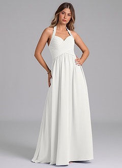 Azazie Darlyn Abiti da Damigella Abito A-Line in Chiffon Scollo a Cuore Bianco image3