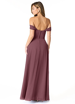 Azazie Kaitlynn Abiti da Damigella Abito Convertibile Impero in Chiffon Increspato Sangria image3