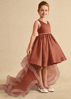 Azazie Julietta Flower Girl Dresses Auburn Ball-Gown Convertible Tulle Dress image3