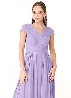 Azazie Organa Robes de demoiselle d'honneur Robe Trapèze en Mousseline de soie Plissée Lilas image5