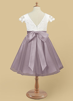 Azazie Vetty Flower Girl Dresses Ivory Dusk A-Line Lace Tulle Dress image10