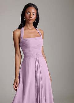 Azazie Clarisa Bridesmaid Dresses Wisteria A-Line Pleated Chiffon Dress image3