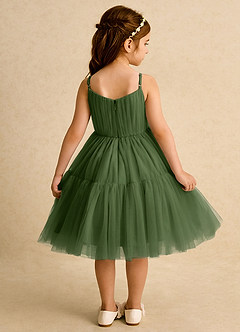 Azazie Osea Flower Girl Dresses Olive Ball-Gown Pleated Tulle Dress image2