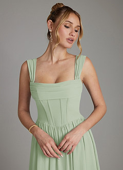 Azazie Caterina Bridesmaid Dresses Dusty Sage A-Line Corset Chiffon Dress image3