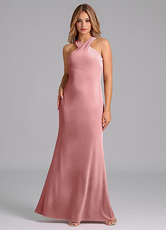Azazie Doretta Bridesmaid Dresses Dusty Rose Mermaid Pleated Velvet Dress image3