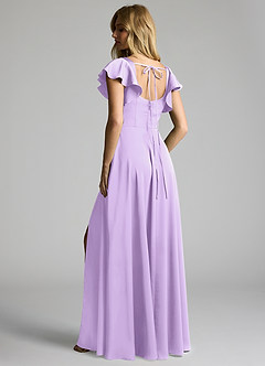 Azazie Bondi Bridesmaid Dresses Lilac A-Line Bow Stretch Satin Dress image3