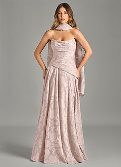 Azazie Gabriela 신부 들러리 드레스 A라인 스트랩리스 플로럴 번아웃 바닥 길이 드레스 image4