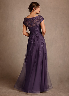 Azazie Jalinda Mother of the Bride Dresses Plum A-Line Lace Chiffon Dress image2