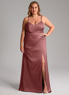 Azazie Azuree Brautjungfernkleider A-Linie Plissee Stretch-Satin Kleid Amethyst image11