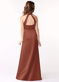 Azazie Laurel Junior Auburn A-Line Stretch Satin Dress image3
