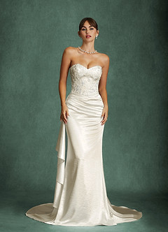 Azazie Angel Wedding Dresses Antique White Mermaid Strapless Charmeuse Dress image1