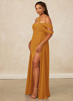 Christian Siriano Bridal for Azazie 1014 Brautjungfernkleider A-Linie Schulterfrei Chiffon Kleid Butterscotch image14