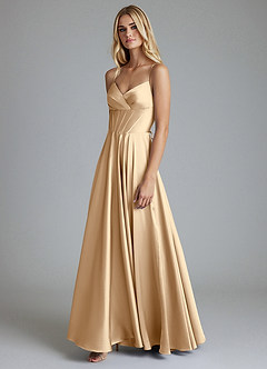 Azazie Alaia Suknie dla druhen Linia A Gorset Satyna elastyczna Do ziemi Sukienka image4