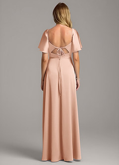 Azazie Chloe Brautjungfernkleider A-Linie Herzausschnitt Stretch-Satin Kleid Roségold image3