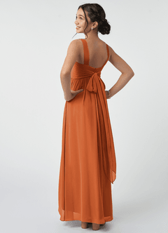 Azazie Kora Junior Cinnamon A-Line Pleated Chiffon Dress image4
