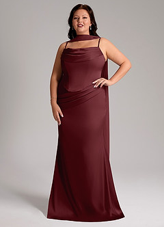 Azazie Sorrel Bridesmaid Dresses Cabernet Mermaid Strapless Stretch Satin Convertible Dress image7