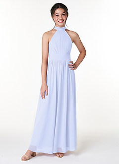 Azazie Iman A-Line Pleated Chiffon Floor-Length Junior Bridesmaid Dress image4