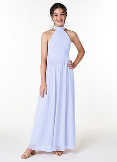 Azazie Iman Junior Lavender A-Line Pleated Chiffon Dress image4