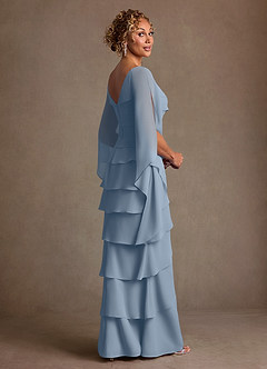 Azazie Arabinda 신부의 어머니 드레스 쉬스 셔링 쉬폰 플로어 길이 드레스 image2