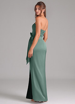 Azazie Jamie Bridesmaid Dresses Eucalyptus A-Line Strapless Stretch Satin Convertible Dress image5