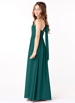 Azazie Jaylah Junior A-Linie Gestreift Chiffon Kleid Pfau image3