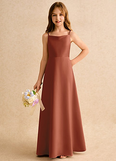 Azazie Joella Girls Formal Flower Girl Klänningar Klä A-Line i Matt satäng Plisserad image6