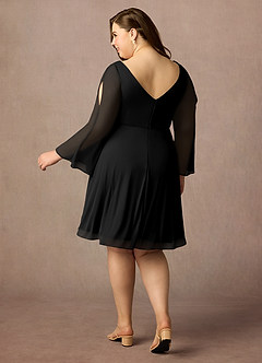 Azazie Teraso Mother of the Bride Dresses Black A-Line Pleated Mesh Dress image10