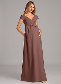 Azazie Allessia Maternity Bridesmaid Dresses A-Line Pleated Chiffon Floor-Length Dress image4