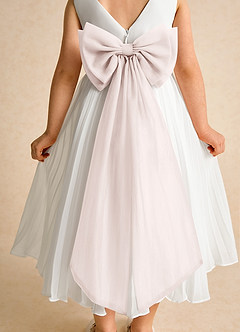 Azazie Margot Flower Girl Dresses Ivory Rose Petal A-Line Pleated Chiffon Dress image8