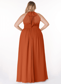 Azazie Iman At-home Try On Dresses Dusty Blue A-Line A-Line Ruched Chiffon Dress image9
