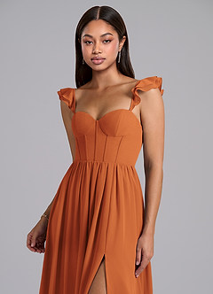 Azazie Denisse Bridesmaid Dresses Cinnamon A-Line Ruched Chiffon Dress image6