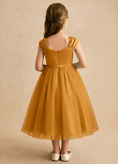 Azazie Yosemite Flower Girl Dresses Butterscotch Ball-Gown Sweetheart Neckline Tulle Dress image2