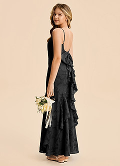 Azazie Lioren Junior Meerjungfrau-Linie Gestreift Blumen-Burnout Kleid Schwarz image3