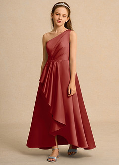 Azazie Taffy Junior Formal Flower Girl Klänningar Klä A-Line i Matt satäng Spets image1