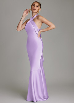 Azazie Reign Bridesmaid Dresses Lilac Mermaid Pleated Stretch Satin Dress image6