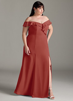 Azazie Sophie Bridesmaid Dresses Terracotta A-Line Off the Shoulder Chiffon Convertible Dress image10