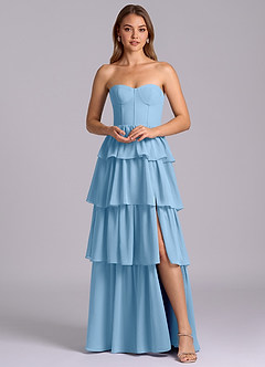 Azazie Faye Bridesmaid Dresses Steel Blue A-Line Sweetheart Neckline Chiffon Dress image6