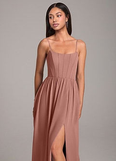 Azazie Kailee Bridesmaid Dresses Cedar Rose A-Line with Pockets Chiffon Dress image2