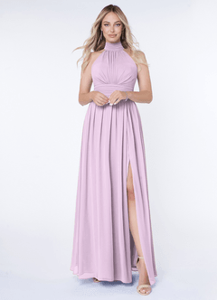 Azazie Iman Bridesmaid Dresses Frosted Lilac A-Line A-Line Ruched Chiffon Dress image1
