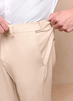 front Savile Tan Wool Blend Dress Pants