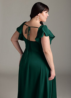 Azazie Bondi Robes de demoiselle d'honneur Robe Trapèze en Satin extensible Arc émeraude image12